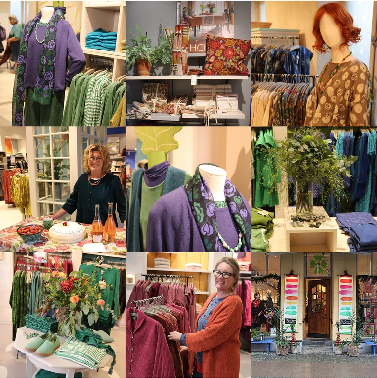 A collage of pictures from Gudrun Sjödén’s store in Malmö.