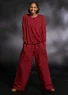 “Woodland” woven organic cotton/linen trousers (agate red S)