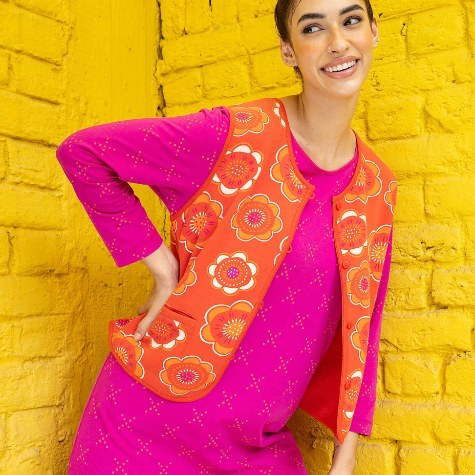 “Soho” jersey vest in organic cotton - chilli