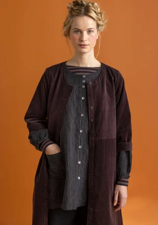 Organic cotton/elastane corduroy dress - dark aubergine