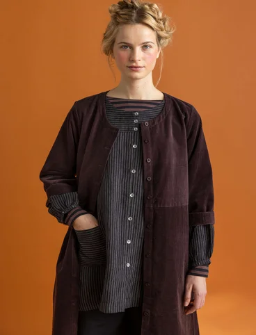 Robe en velours côtelé de coton/élasthanne - aubergine foncé