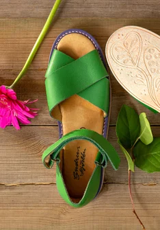Sandales en cuir nappa - vert lotus