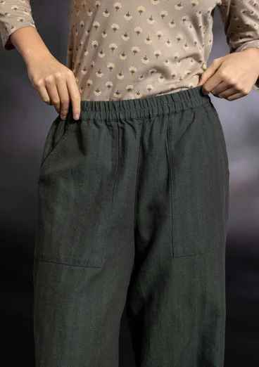 “Woodland” woven pants in organic cotton/linen - opal green