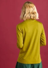 Lyocell/elastane jersey polo-neck top - olive oil