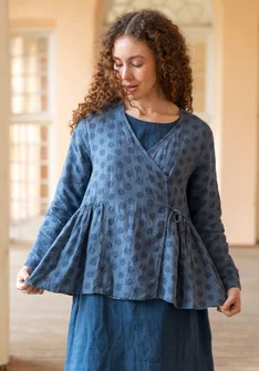 Linnen overslagblouse "Piccolo" - mistblauw