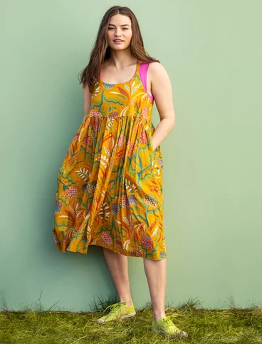 Vævet kjole "Artichoke" i økologisk bomuld - guldochra