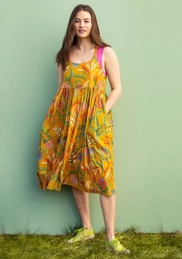 “Artichoke” woven organic cotton dress - gold ochre