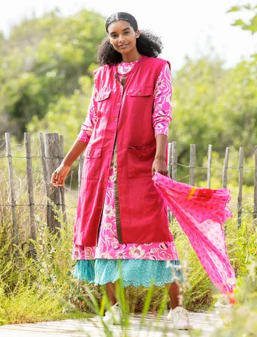Woven “Safari” dress in organic cotton/linen - cyklamen