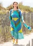 “Cape” knit dress in organic cotton (flax blue S)