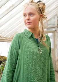 “Värmland” woven organic cotton shirt dress - seaweed