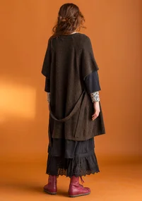 Long cardigan in alpaca blend - dark brown/melange