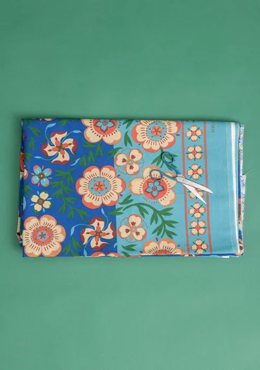 “Desert Bloom” yard goods in organic cotton - porcelain blue