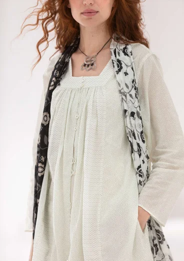 “Agnes” woven artist’s blouse in organic cotton - light grey/patterned