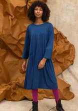 “Ellen” striped/solid-colored jersey dress in organic cotton/modal - ink blue/patterned