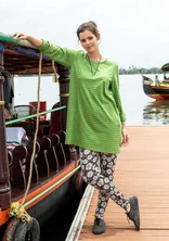 Striped jersey tunic in organic cotton - seaweed
