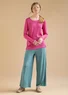 “Ada” jersey Trousers in lyocell/spandex (aqua green/patterned S)