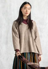 Nubby sweater in a lambswool blend - mole/melange