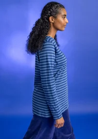 Striped essential top in organic cotton - indigo blue/flax blue