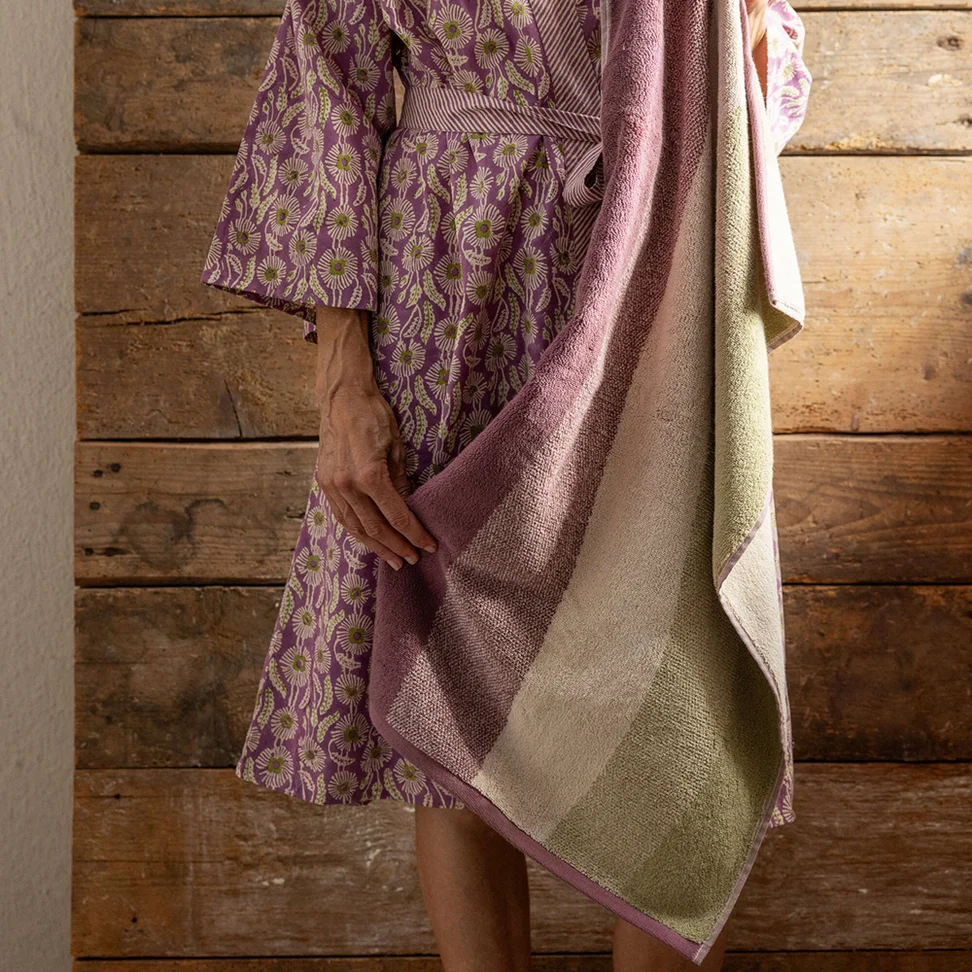 “Waves” towel in organic cotton - mauve
