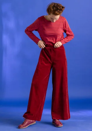 Organic cotton/recycled polyester velour trousers - pomegranate