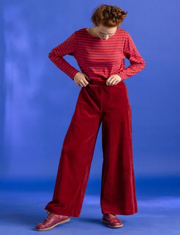 Velour pants in organic cotton/recycled polyester - pomegranate