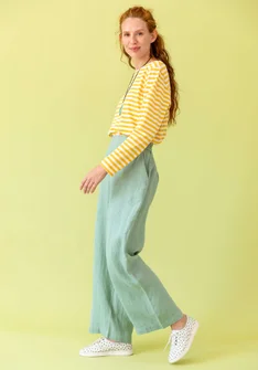 Pantalon ”Vera” en lin tissé - menthe poivrée