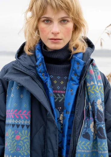 “Svalbard” woven quilted coat - ink blue