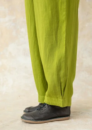 Woven linen trousers - asparagus