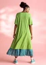 “Millie” jersey dress in organic cotton/modal (pea green/patterned S)