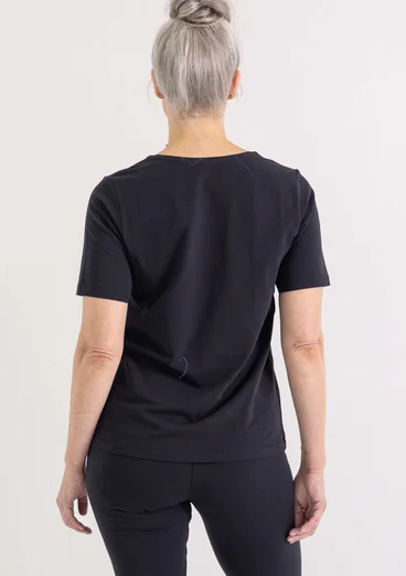 “Eleonora” jersey top in organic cotton/spandex - black