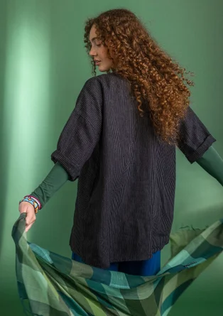 Blouse "Alva" en lin tissé - noir/rayé