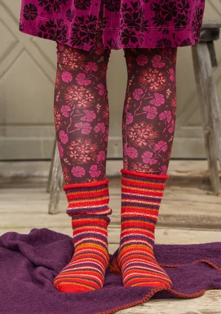 Socks in lambswool/recycled wool - tomato