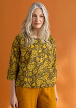 Woven “Hedda” blouse in organic cotton - dark olive/patterned