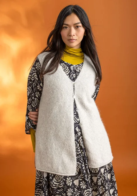 Knit vest in alpaca blend - feather/melange