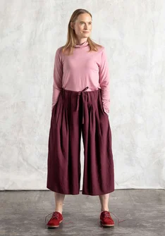 Woven “Rut” pants in rayon/linen - aubergine