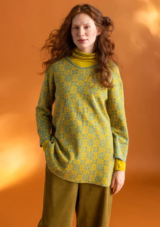 ��“Freja” knit tunic in organic/recycled cotton - olive oil