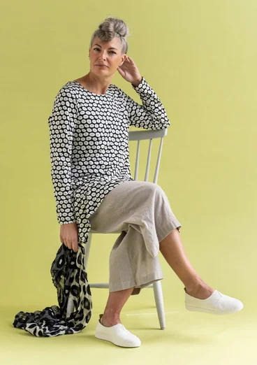 “Billie” jersey tunic in organic cotton/modal - black/patterned