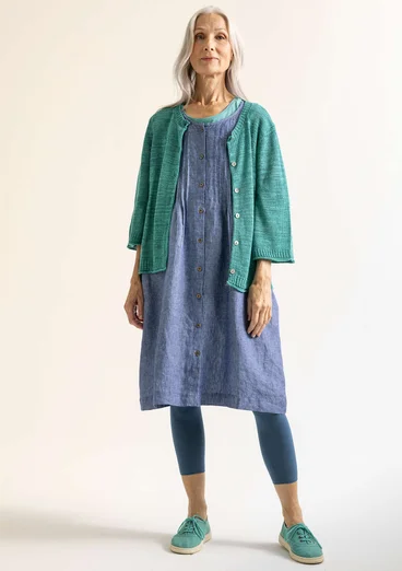 Linen/organic cotton cardigan - aqua green