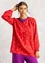 Geweven blouse "Ester" van linnen (papegaairood/dessin S)