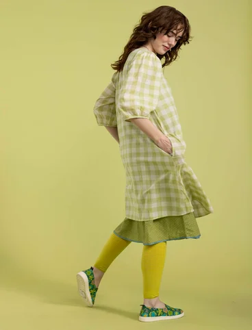 Vevd kjole «Ellinor» i økologisk bomull - kiwi