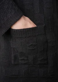 Long gilet ”Capella” en laine d'agneau - noir