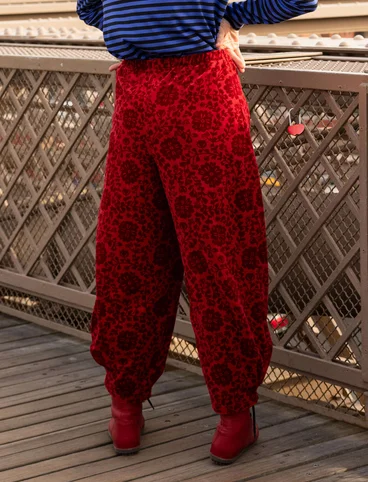 “Emily” velour trousers in organic cotton/recycled polyester - agate red