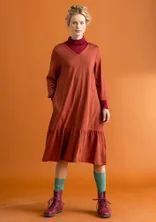 Trikåklänning "Tyra" i ekologisk bomull/modal - rost