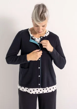 Cardigan in organic/recycled cotton - black