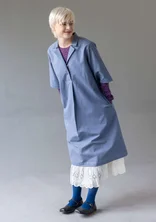 Cotton/linen dress with a collar - light carbon black