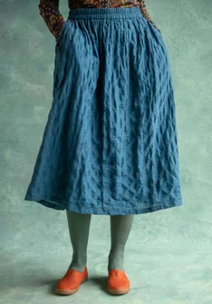 “Helga” woven skirt in organic cotton - dark petrol blue