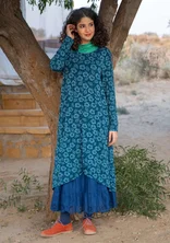 “Hibiscus” jersey dress in lyocell/spandex - indigo blue