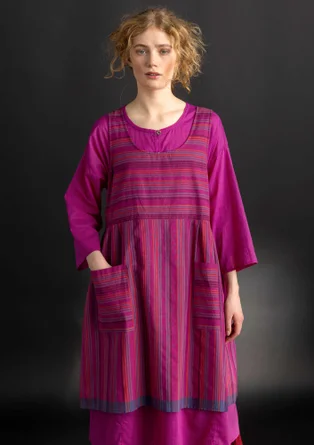 Woven “Ava” jumper dress in organic cotton - hibiscus