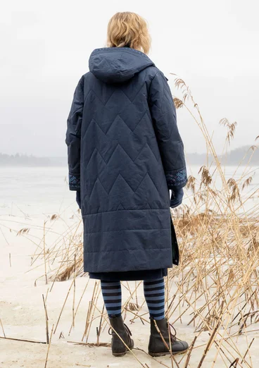 “Svalbard” woven quilted coat - ink blue