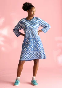 Robe ”Inez” en maille de coton biologique/recyclé - bleu arctique